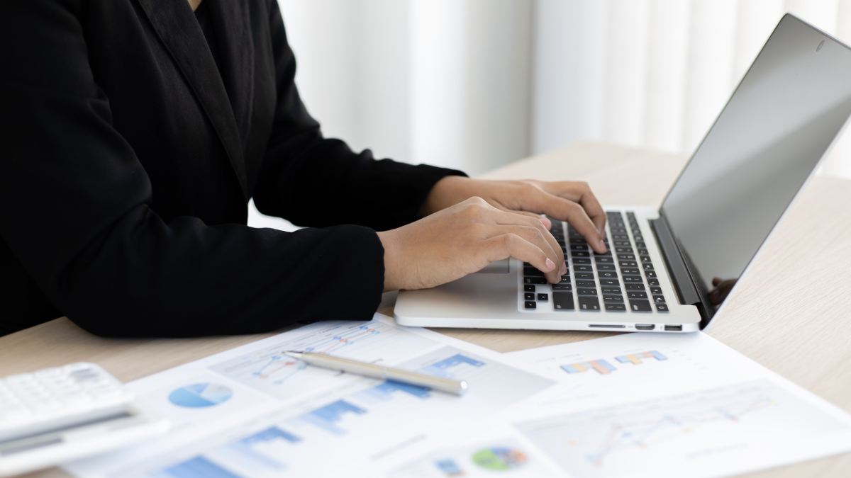 Data charts on a desk